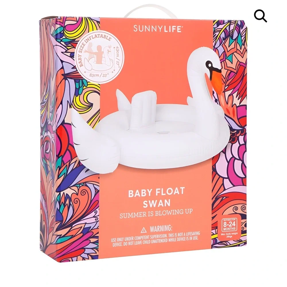 SUNNYLIFE 🦢 White Swan Baby Float 🦢 Pool Inflatable 🦢NEW IN BOX 🦢